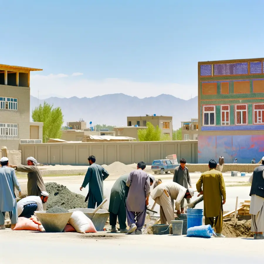 تصویر چند کارگر در کابل 