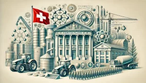 تصویر اقتصاد سوئیس با پرچم این کشور