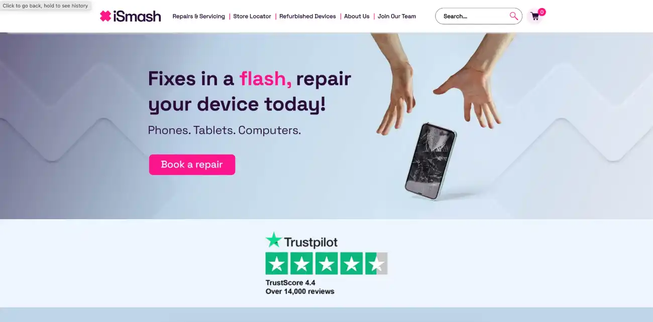 وبسایت ismash برای تعمیر موبایل در اروپا