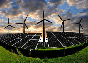 تصویر پنل خورشیدی و بادی برای مقاله انرژی تجدید پذیر چیست