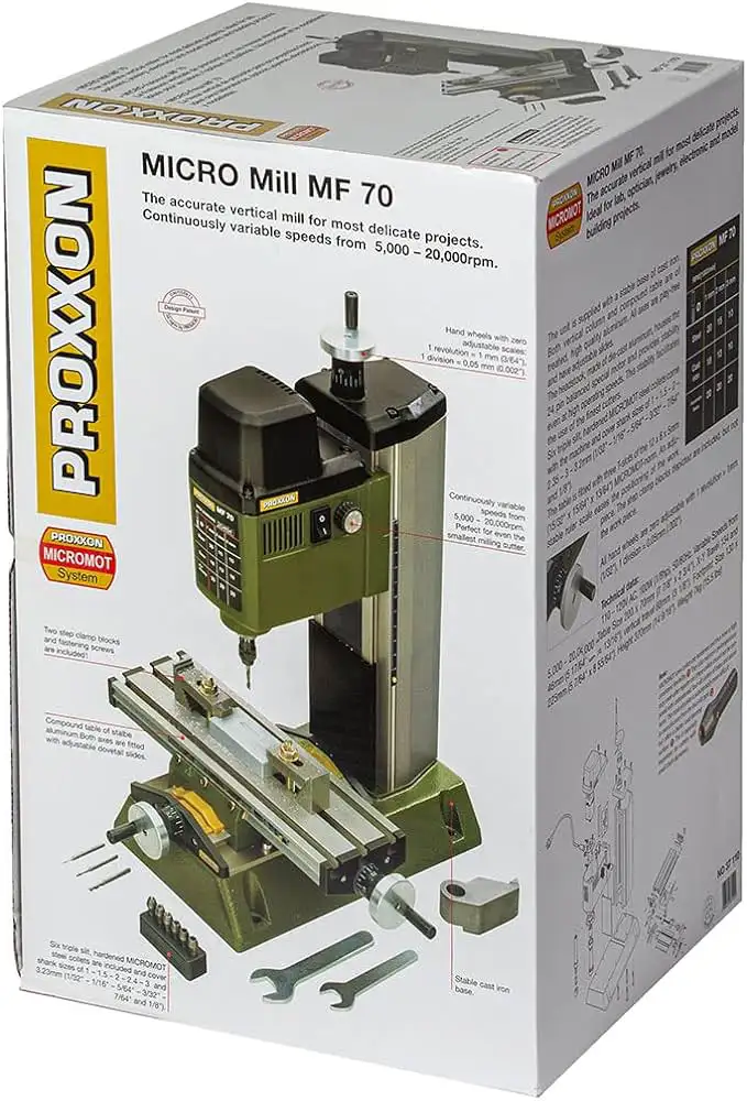 تصویر جعبه دستگاه فرز مینیاتوری پروکسون مدل Mill MF 70