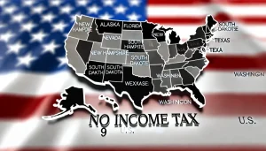 تصویر ایالت های بدون مالیات آمریکا روی نقشه