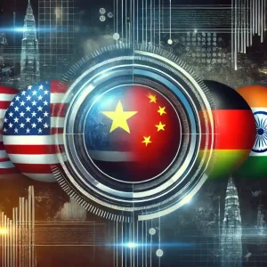 تصویر اقتصاد برتر جهان و پرچمهایشان - امریکا چین ژاپن المان و هند