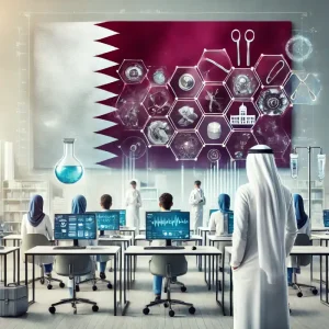 تصویر تحصیل پزشکی در قطر به همراه پرچم قطر