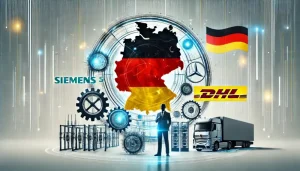 تصویر لوگوها و پرچم آلمان برای مقاله شرکت های صنعتی آلمان