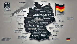 تصویر نقشه شهرهای غرب آلمان