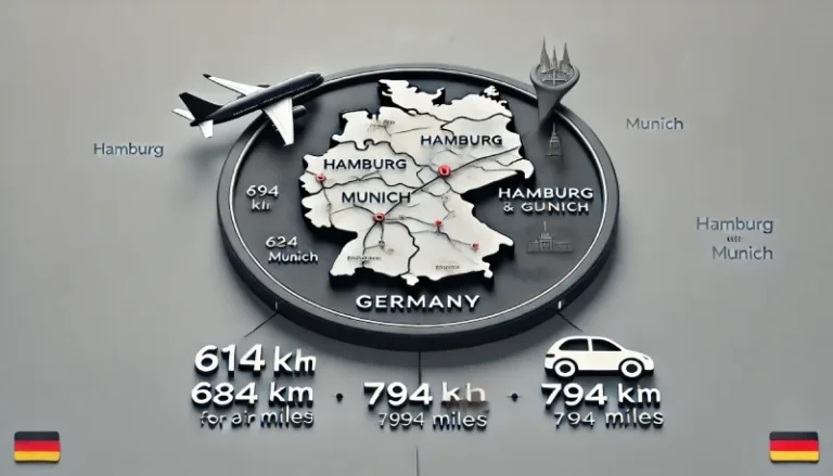 تصویر فاصله هامبورگ تا مونیخ